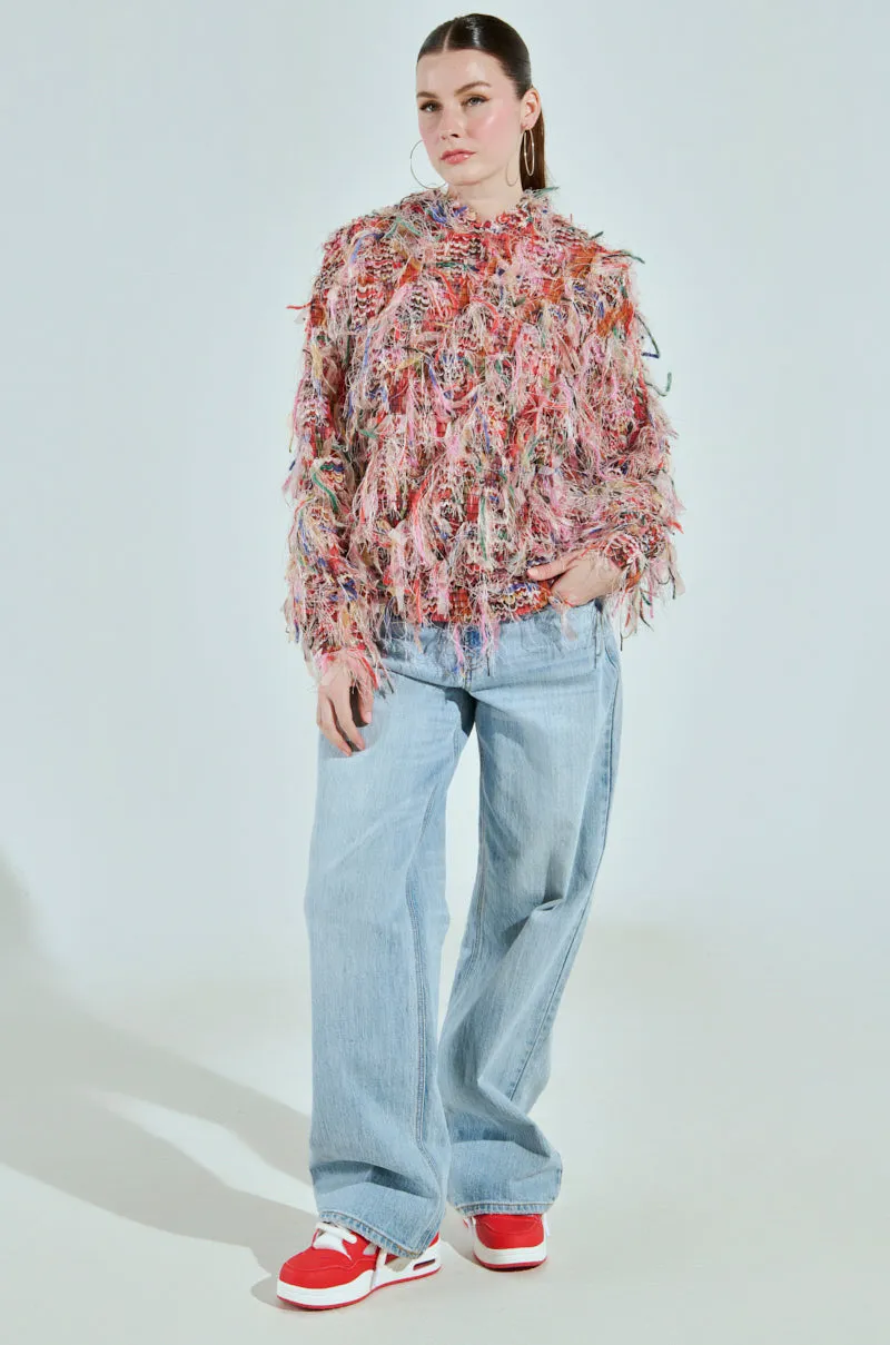 ALL OVER THE PLACE FRINGE SWEATSHIRT