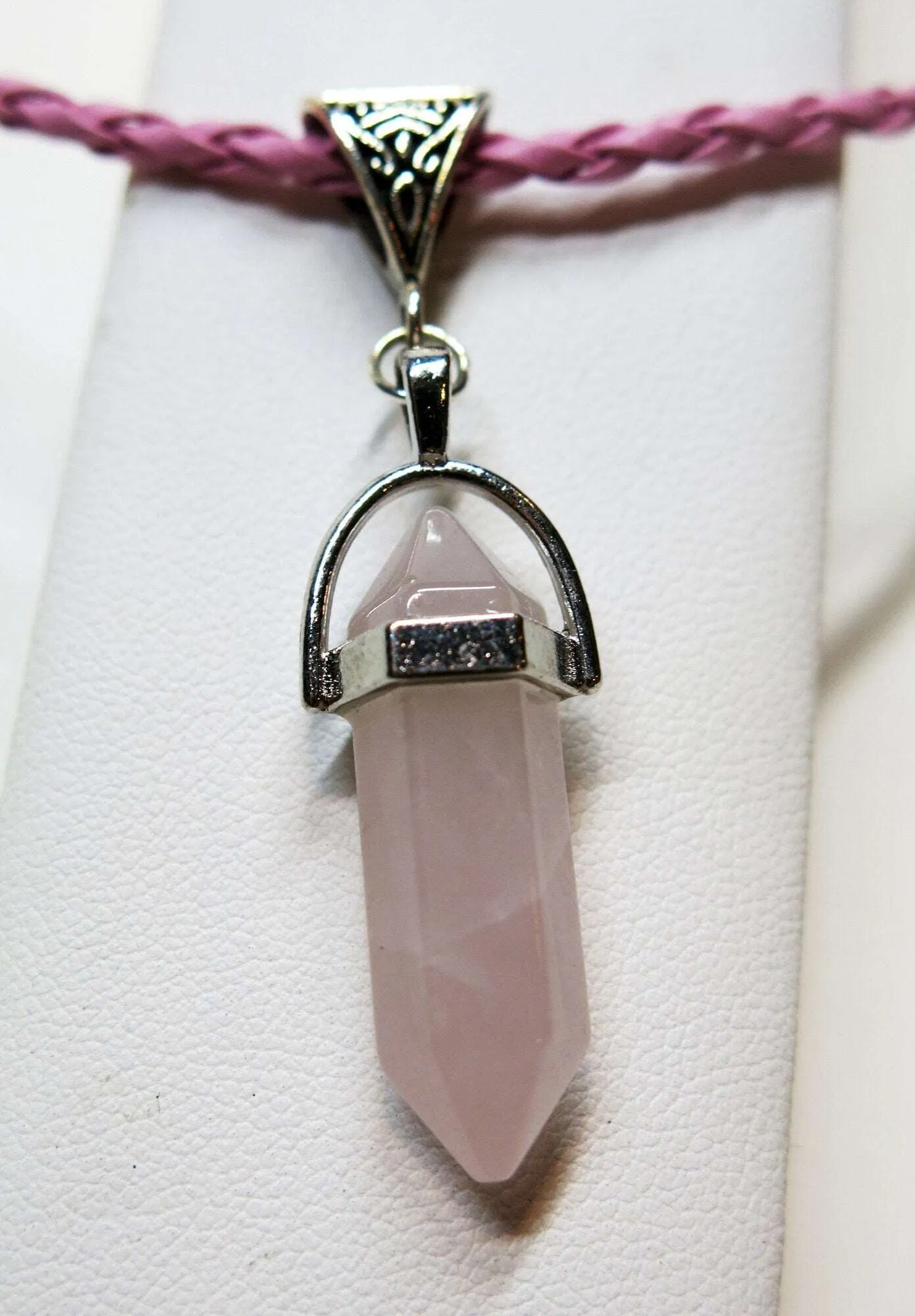 Amethyst Genuine Gem Unisex Boho Necklace, Natural Crystal Bohemian Charm Healing Anti Stress Carved Pendant