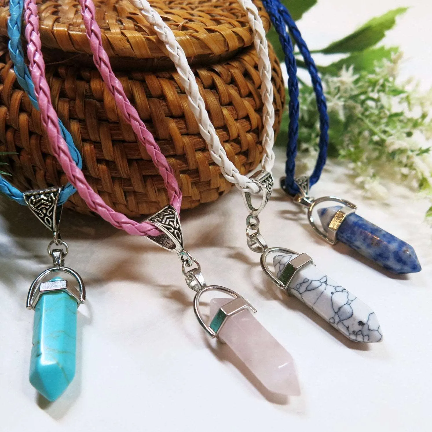 Amethyst Genuine Gem Unisex Boho Necklace, Natural Crystal Bohemian Charm Healing Anti Stress Carved Pendant