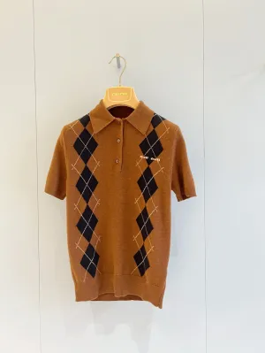 Argyle Knit Polo Shirt