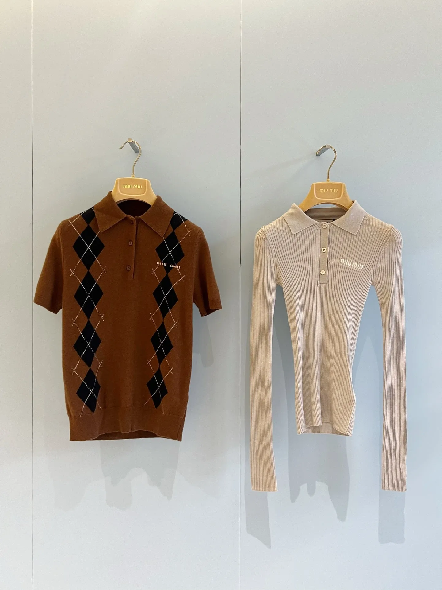 Argyle Knit Polo Shirt