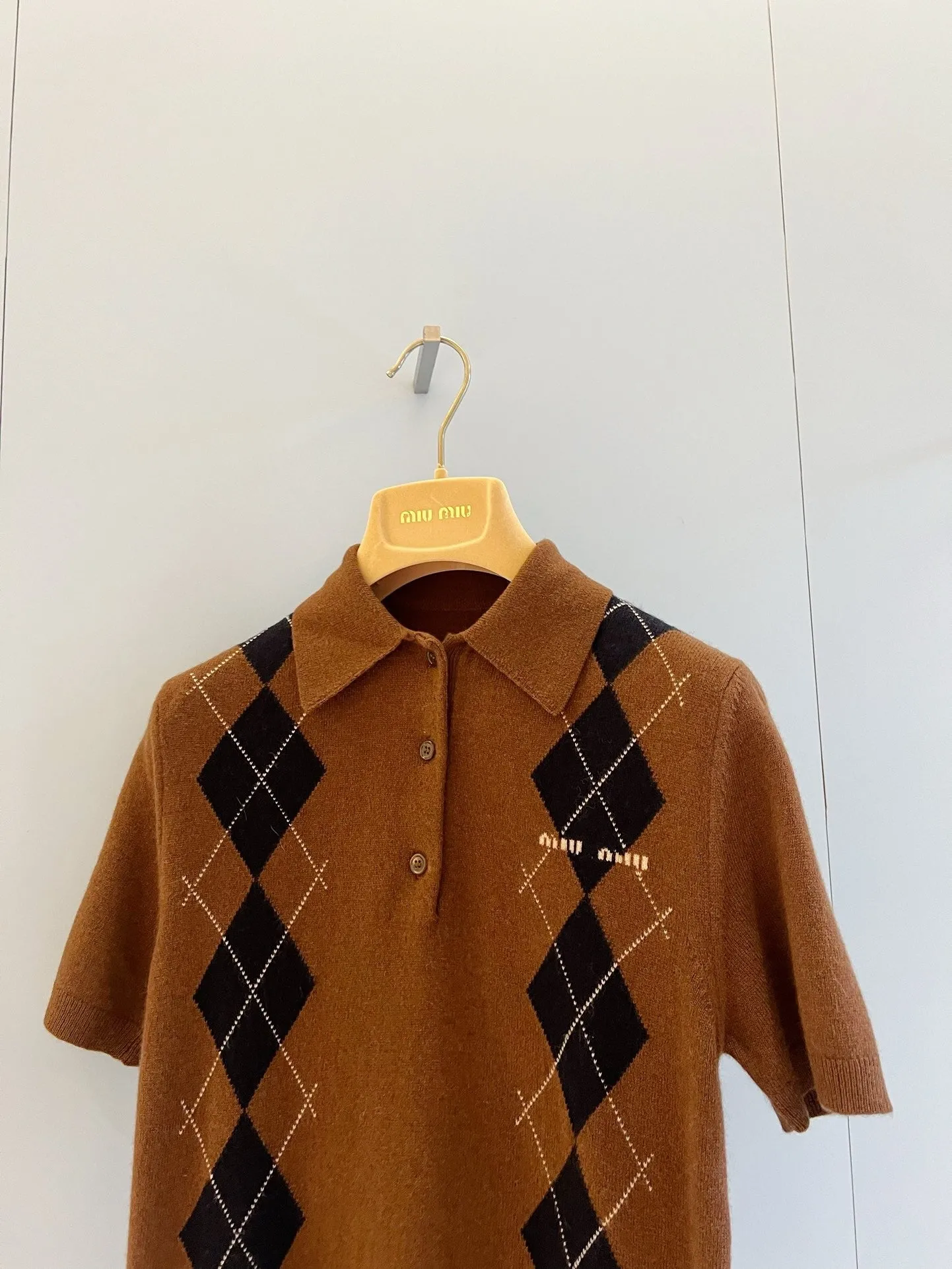 Argyle Knit Polo Shirt
