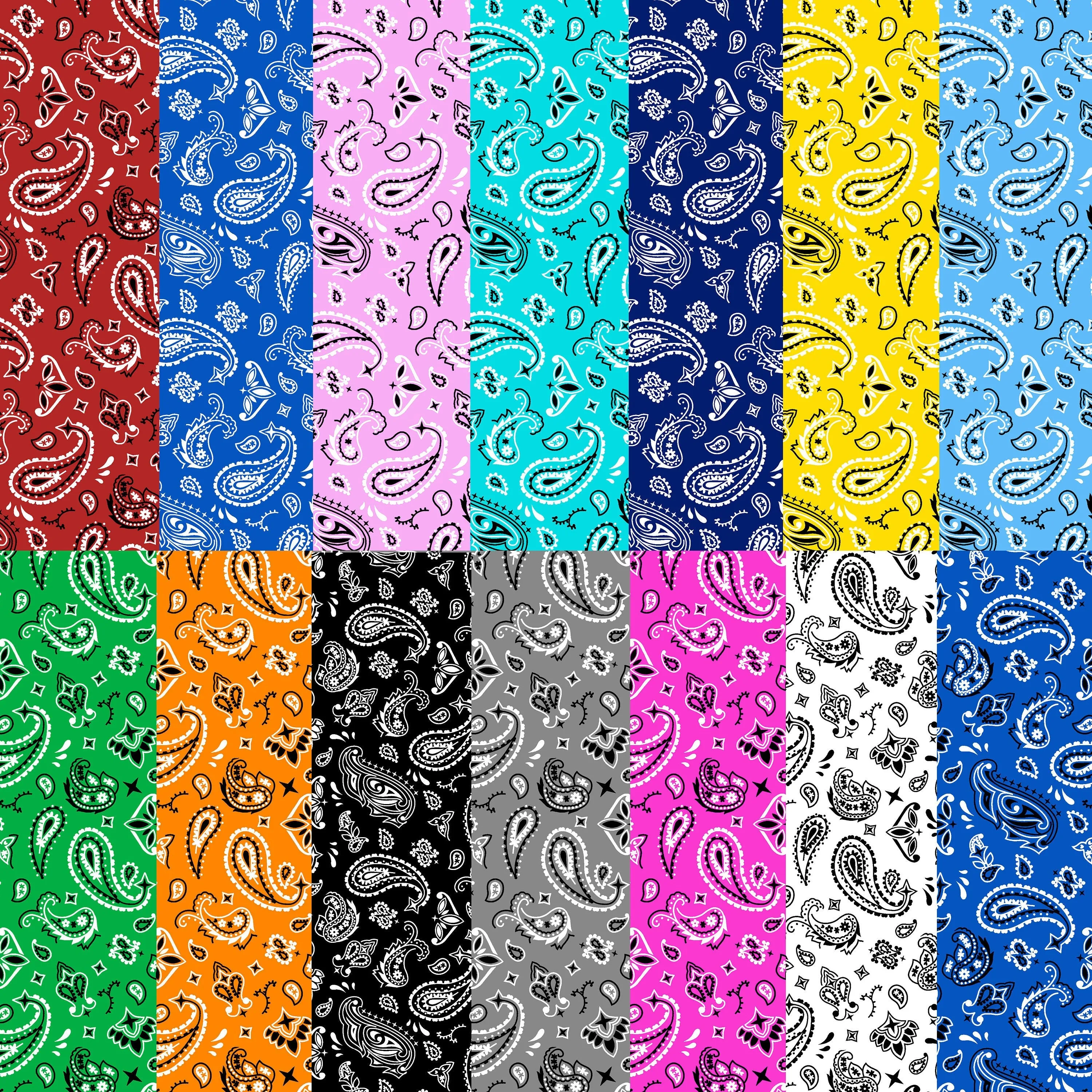 Bandana Paisley Fabric Print By the Yard, Choice of Colors for Boho Cowgirls and Cowboys