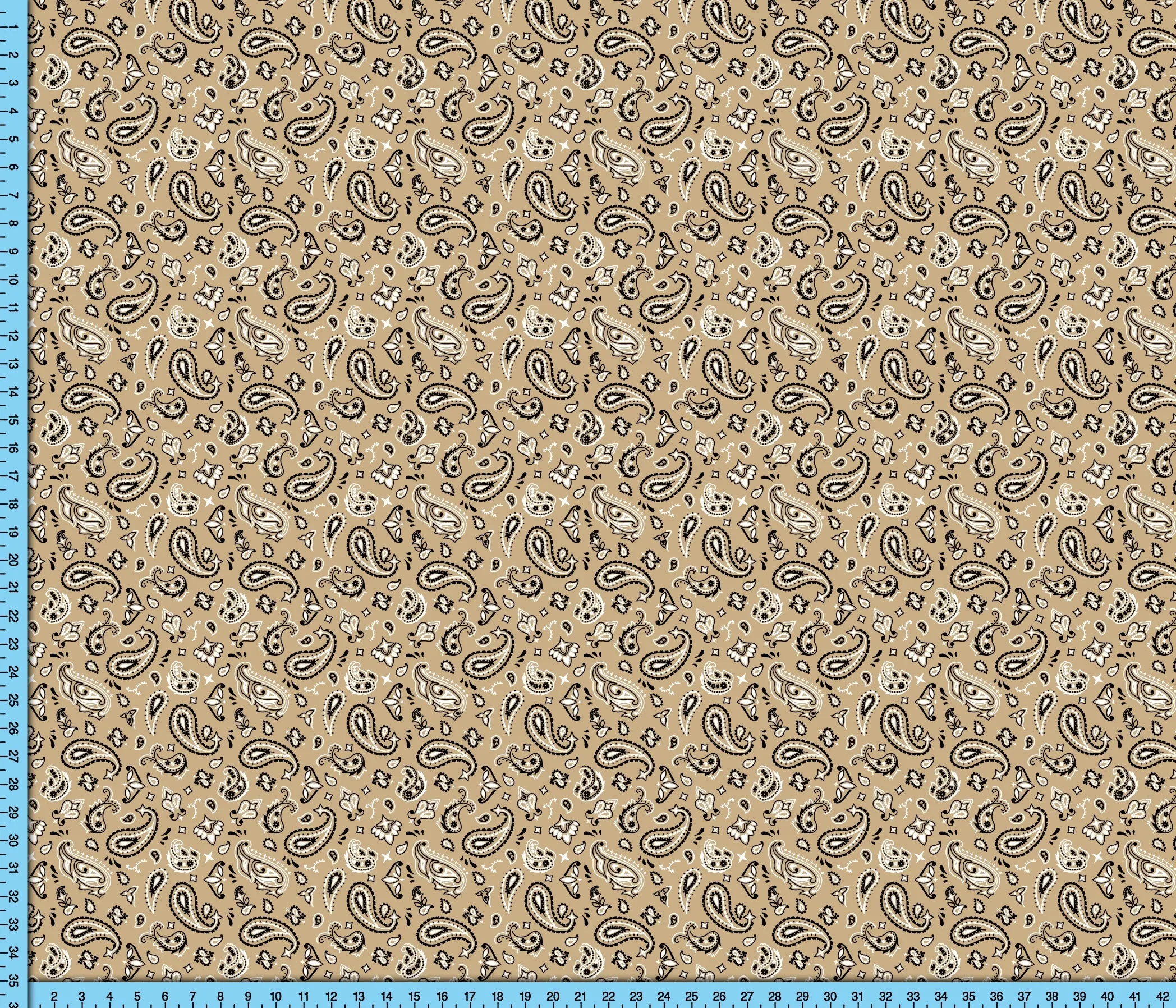 Bandana Paisley Tan Beige Fabric By the Yard for Boho Cowgirls and Cowboys