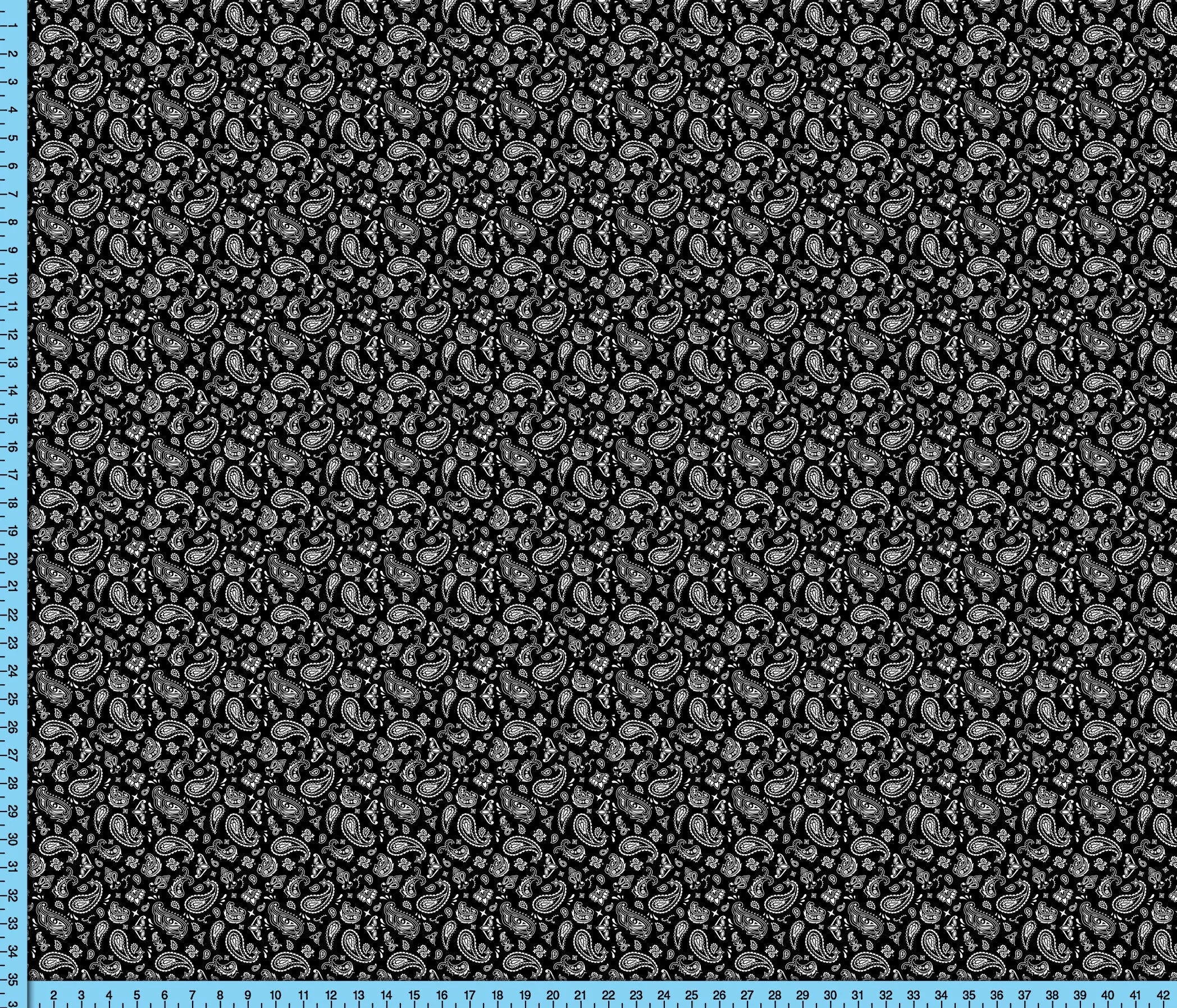 Black and White Bandana Paisley Fabric Printed By the Yard, Western Boho Cowgirl and Cowboy Pattern on choice of fabric