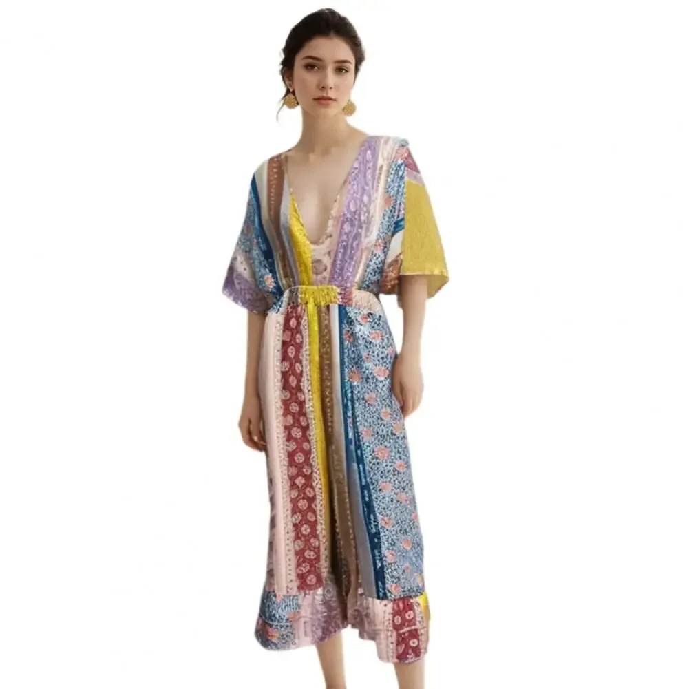 Bohemia Print Jumpsuit Female Jumpsuit Bohemian Print V Neck Jumpsuit for Women Breathable Summer Romper with Wide for Ladies