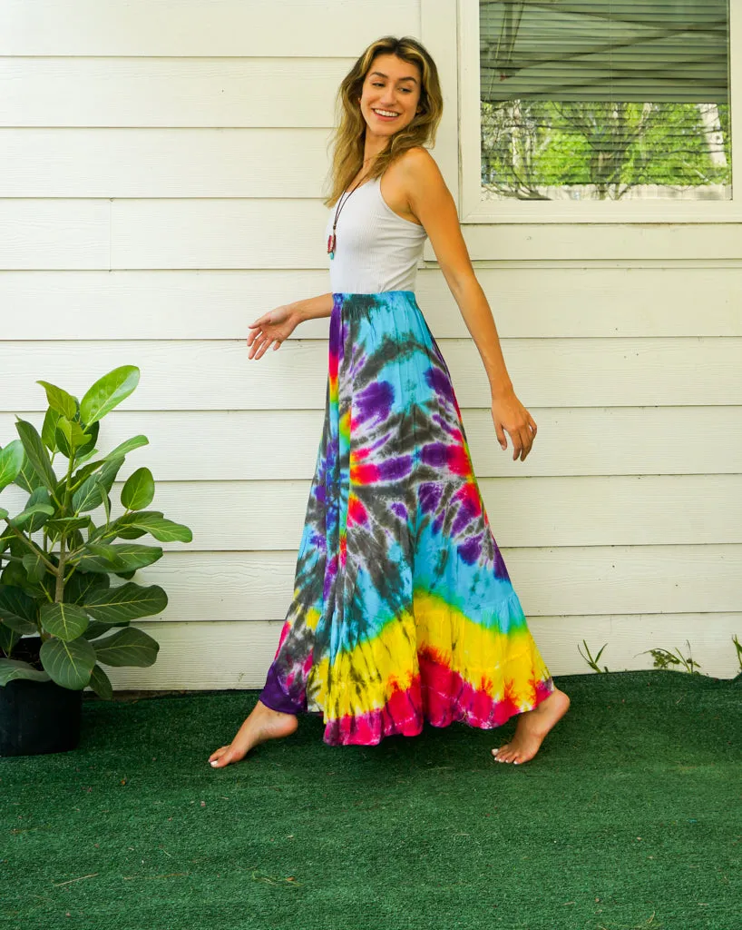 Boho Hippie Dream Hand Dyed Tiered Maxi Skirt