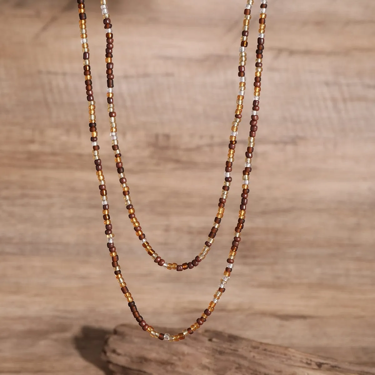 Boho Layered Seed Bead Necklace Set