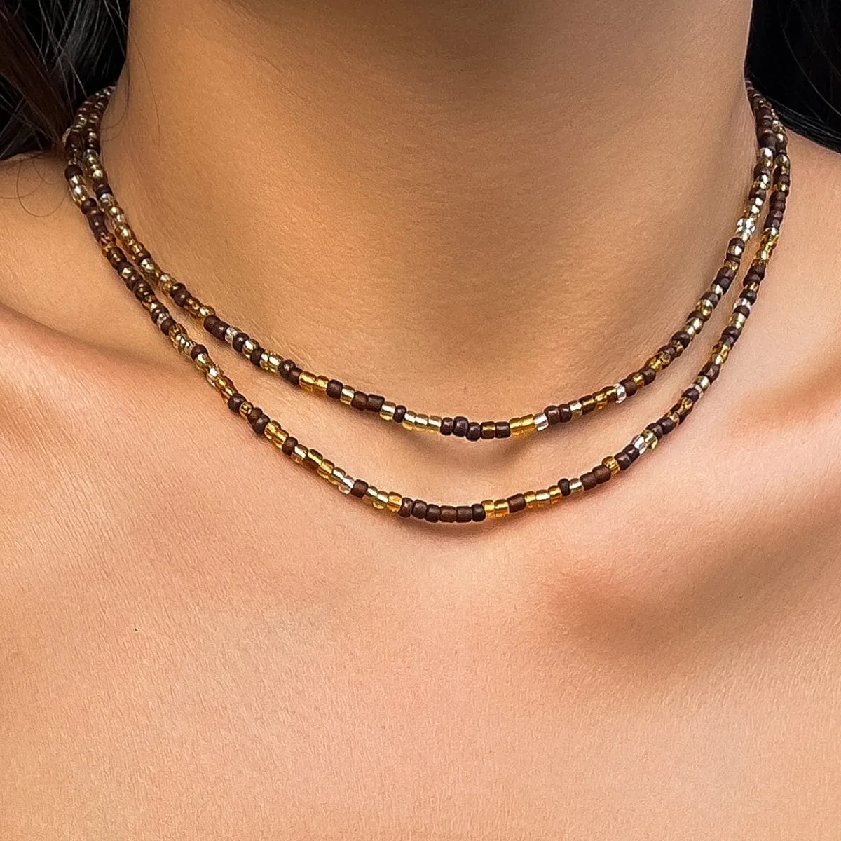 Boho Layered Seed Bead Necklace Set