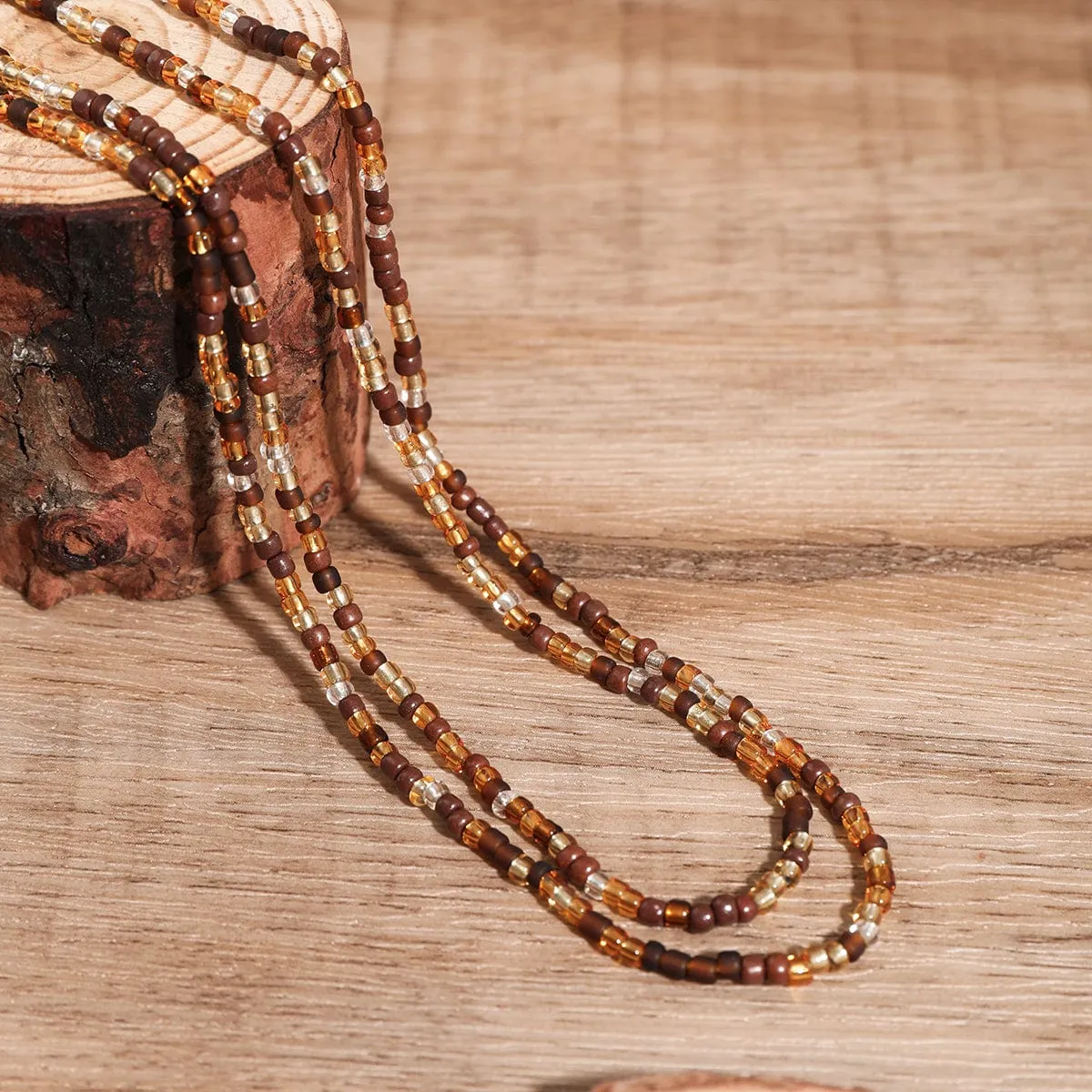 Boho Layered Seed Bead Necklace Set