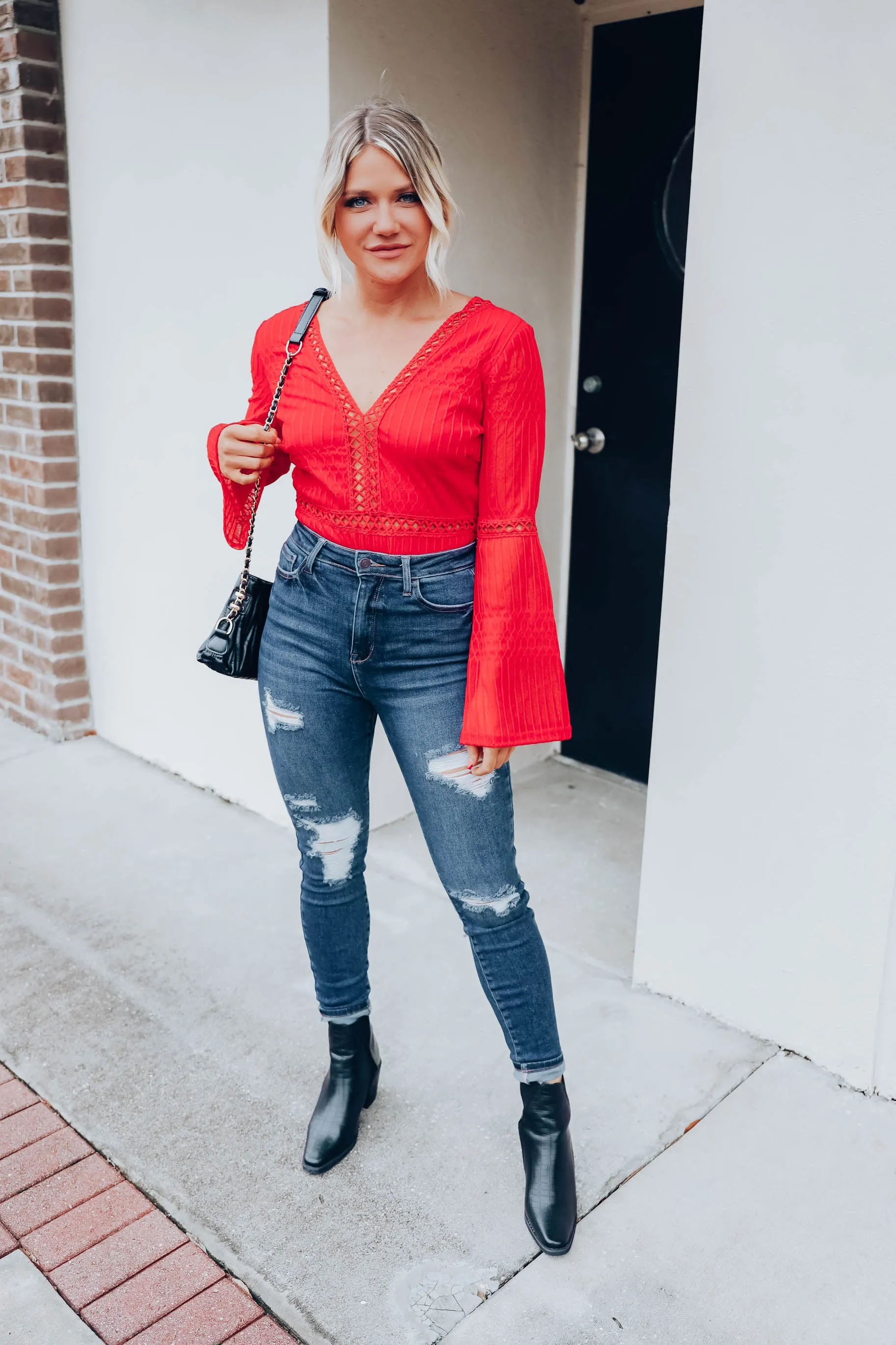 Crimson and Lace Boho Bodysuit