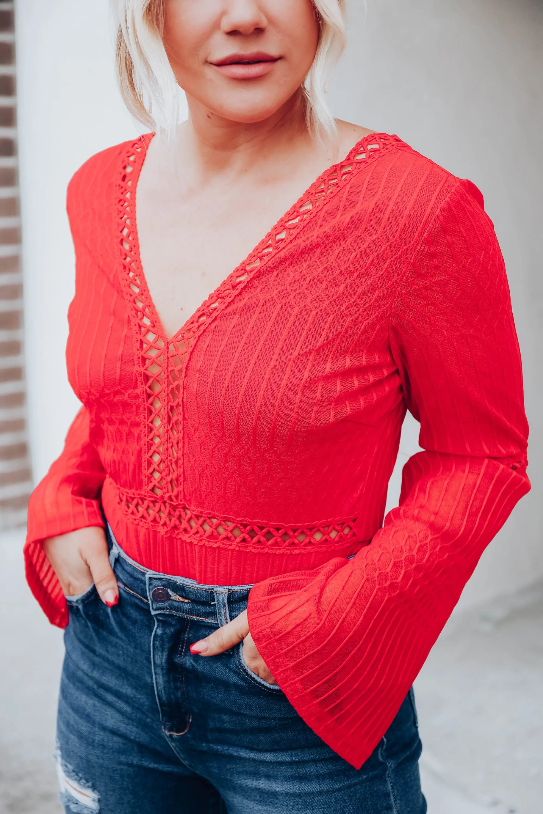 Crimson and Lace Boho Bodysuit