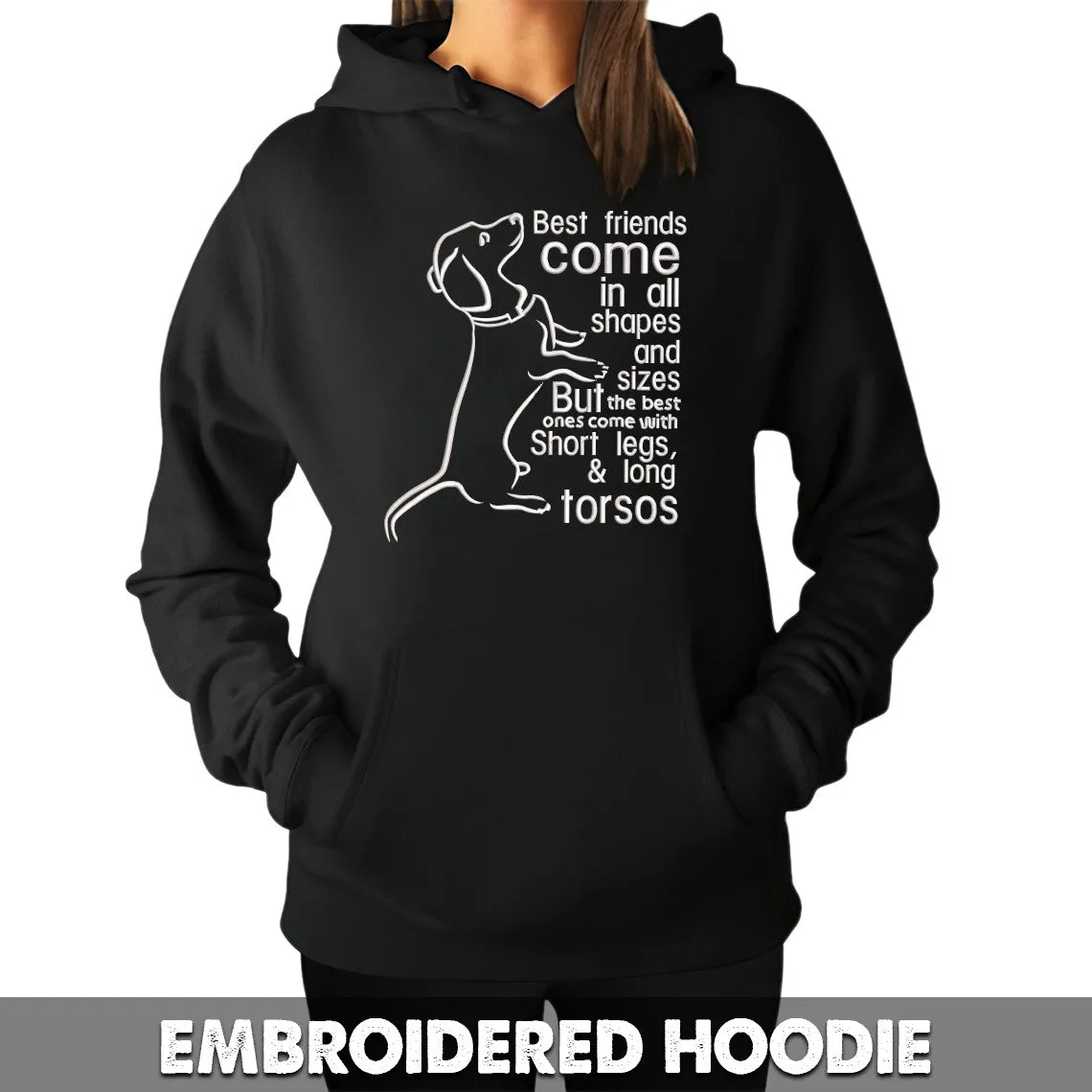 Dachshund Best Friend Embroidered Hoodie, Embroidered Sweatshirt