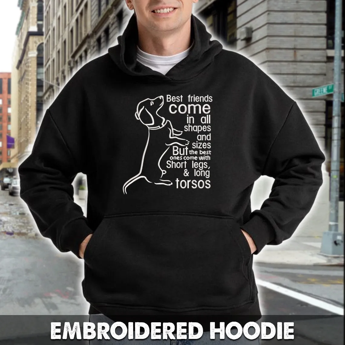 Dachshund Best Friend Embroidered Hoodie, Embroidered Sweatshirt