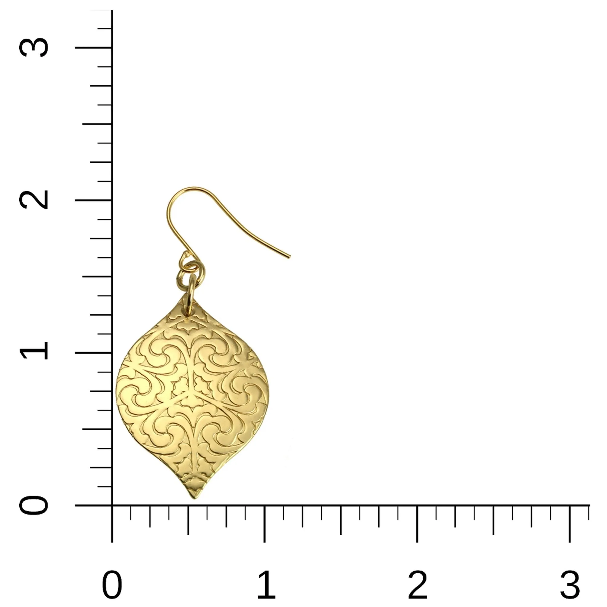 Damask Embossed Brass Nu Gold Marrakesh Drop Earrings