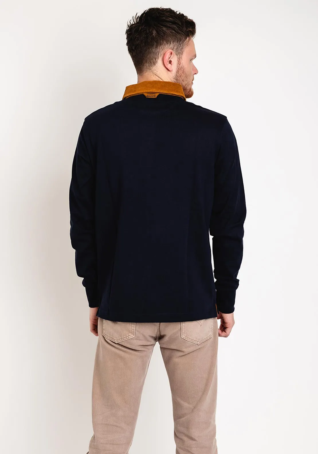 Gant Sheild Heavy Rugger Corduroy Collar Polo Shirt, Evening Blue