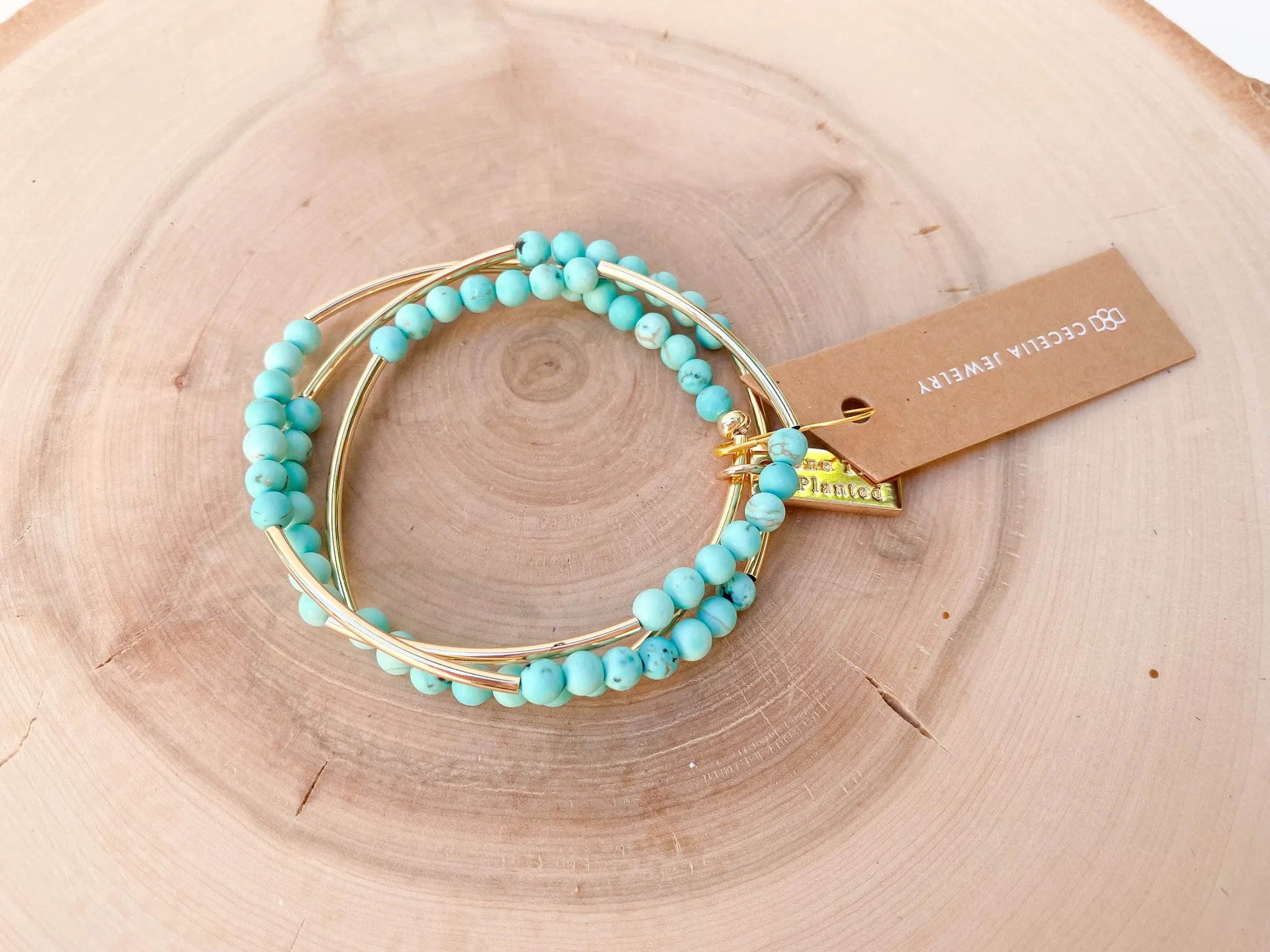 Gemstone Horizon Triple Wrap Bracelet