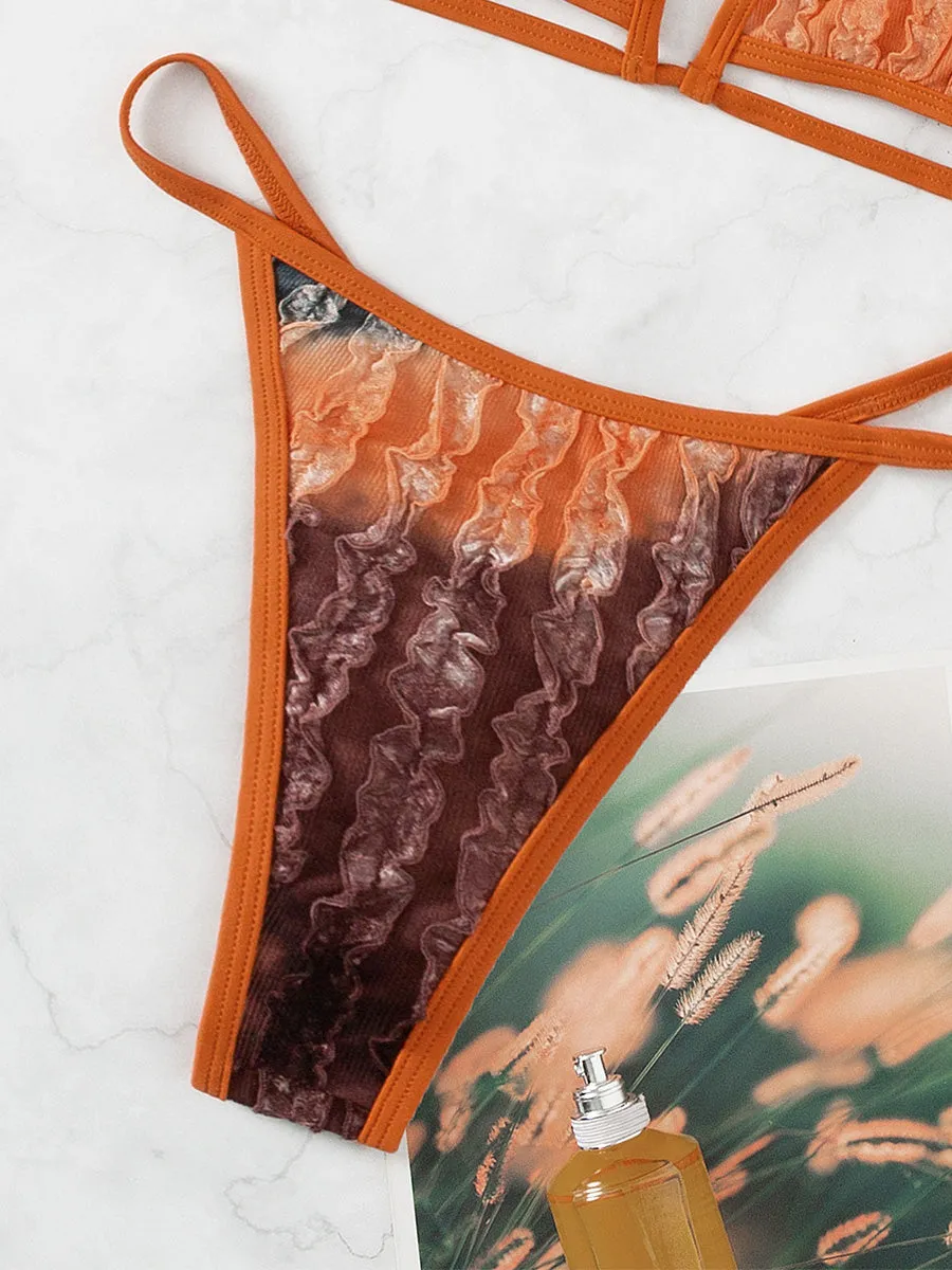 Halter Print  Women Bikini Swimwear Push Up