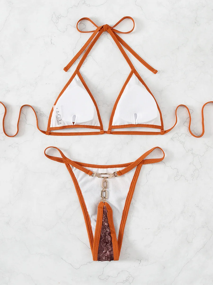 Halter Print  Women Bikini Swimwear Push Up