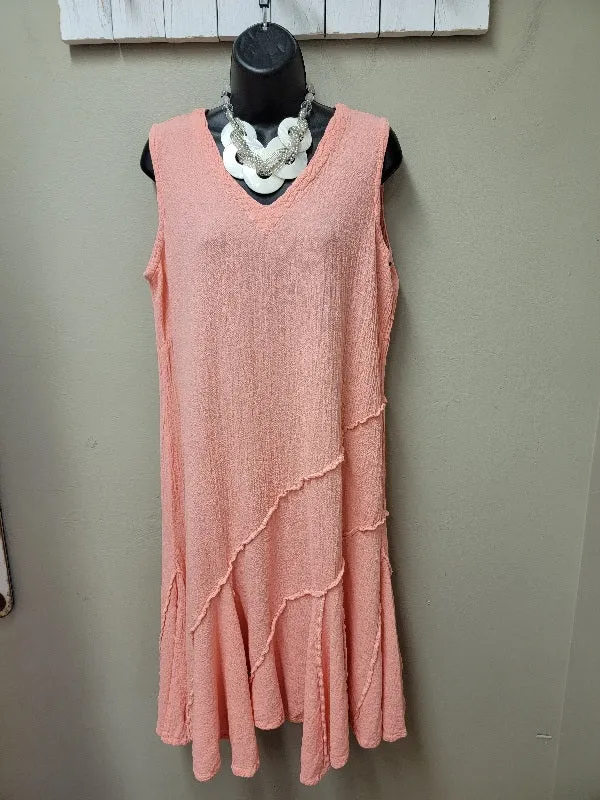 Hot Like "Tabasco" in this Fun Peach Cotton Sleeveless Dress