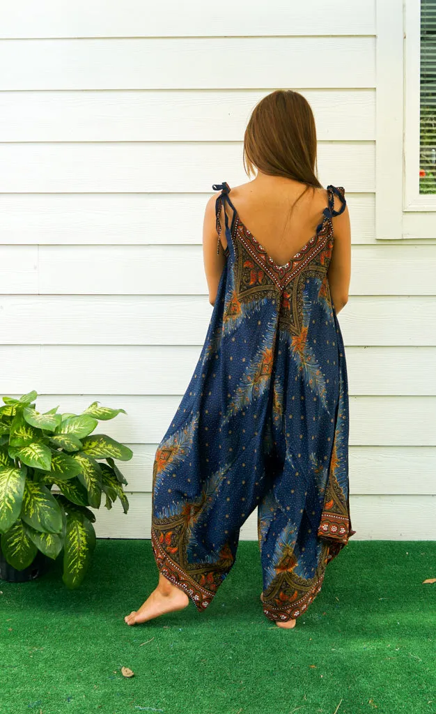 Indigo Peacock Boho Jumpsuit