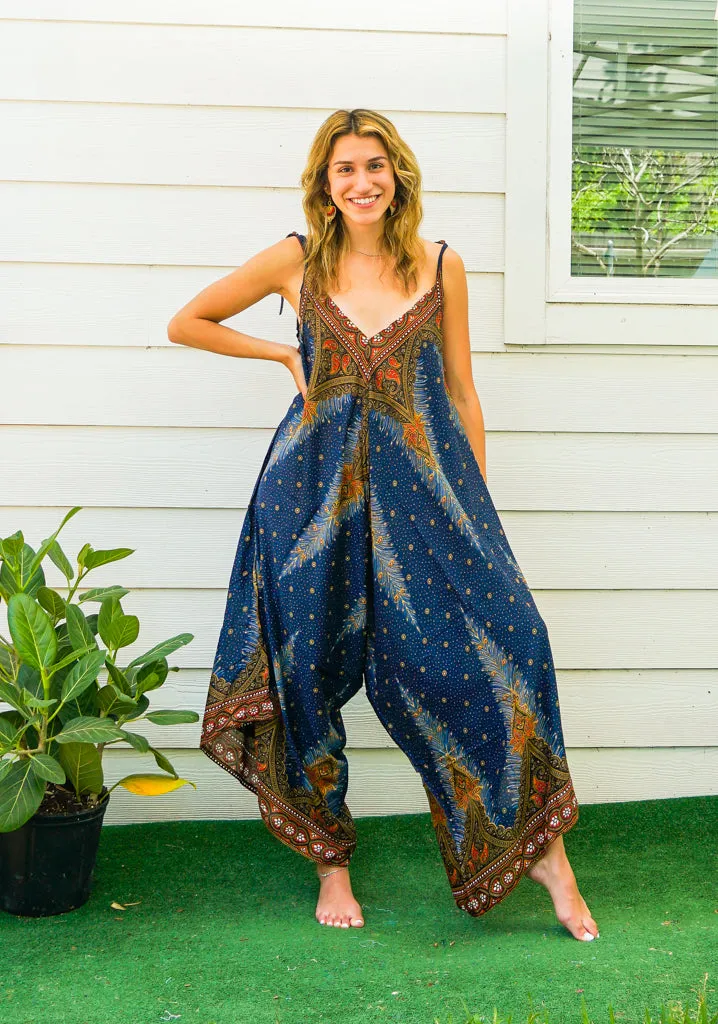 Indigo Peacock Boho Jumpsuit