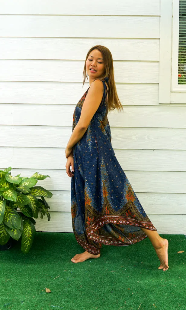Indigo Peacock Boho Jumpsuit
