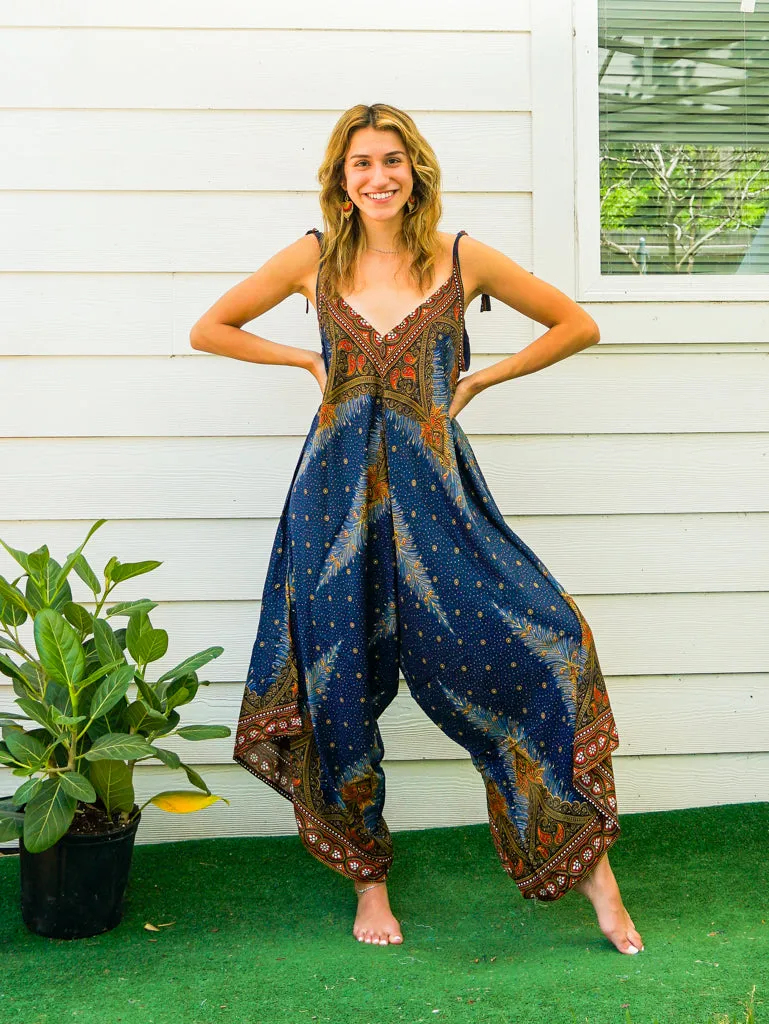 Indigo Peacock Boho Jumpsuit