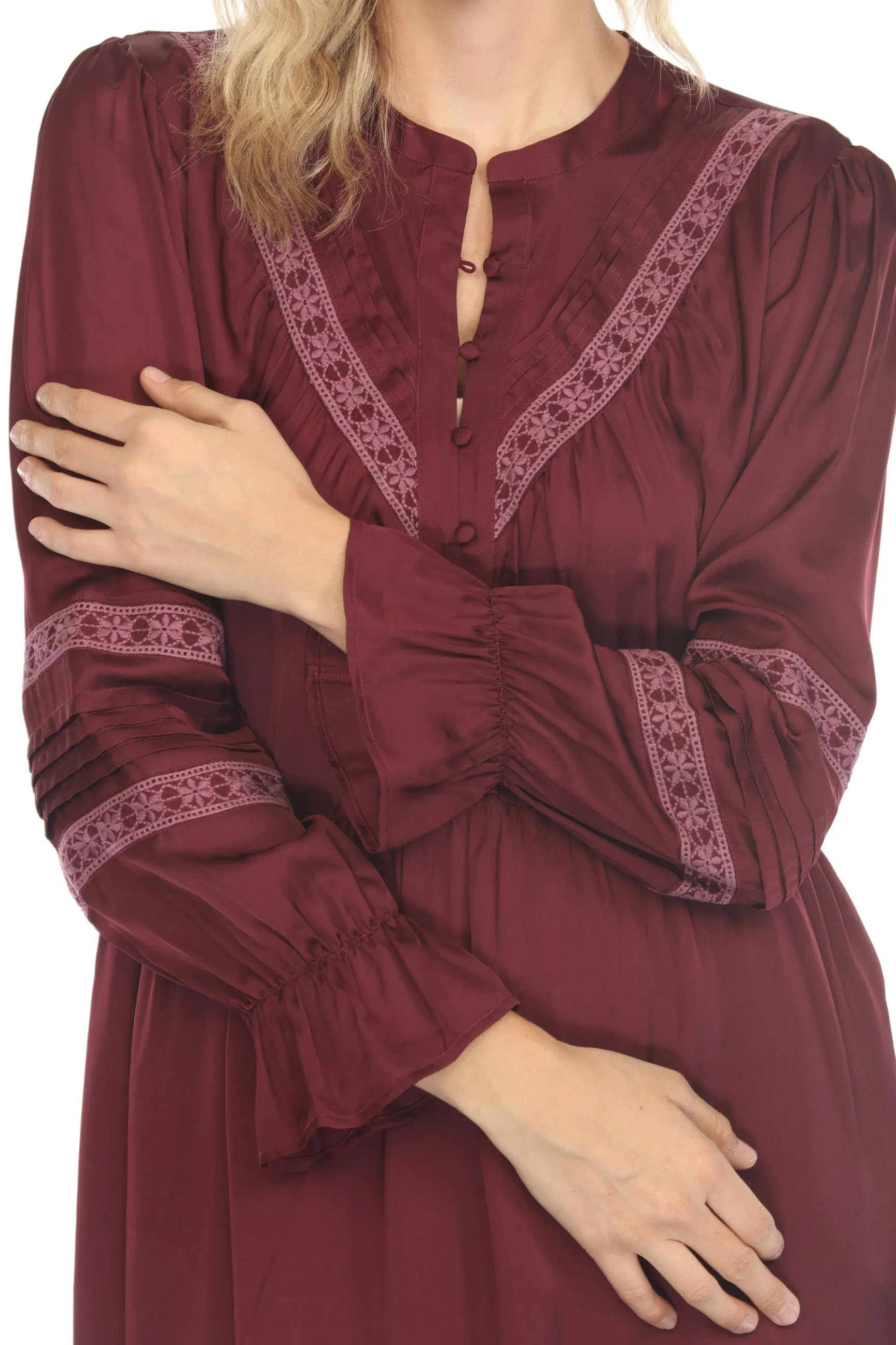 Johnny Was Calme Pleated Henley Midi Dress O31123