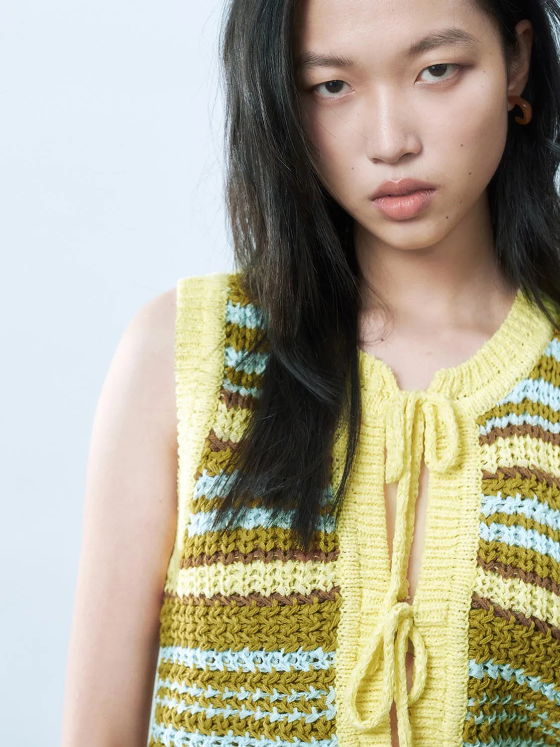 Knitted Lace Up Front Vests