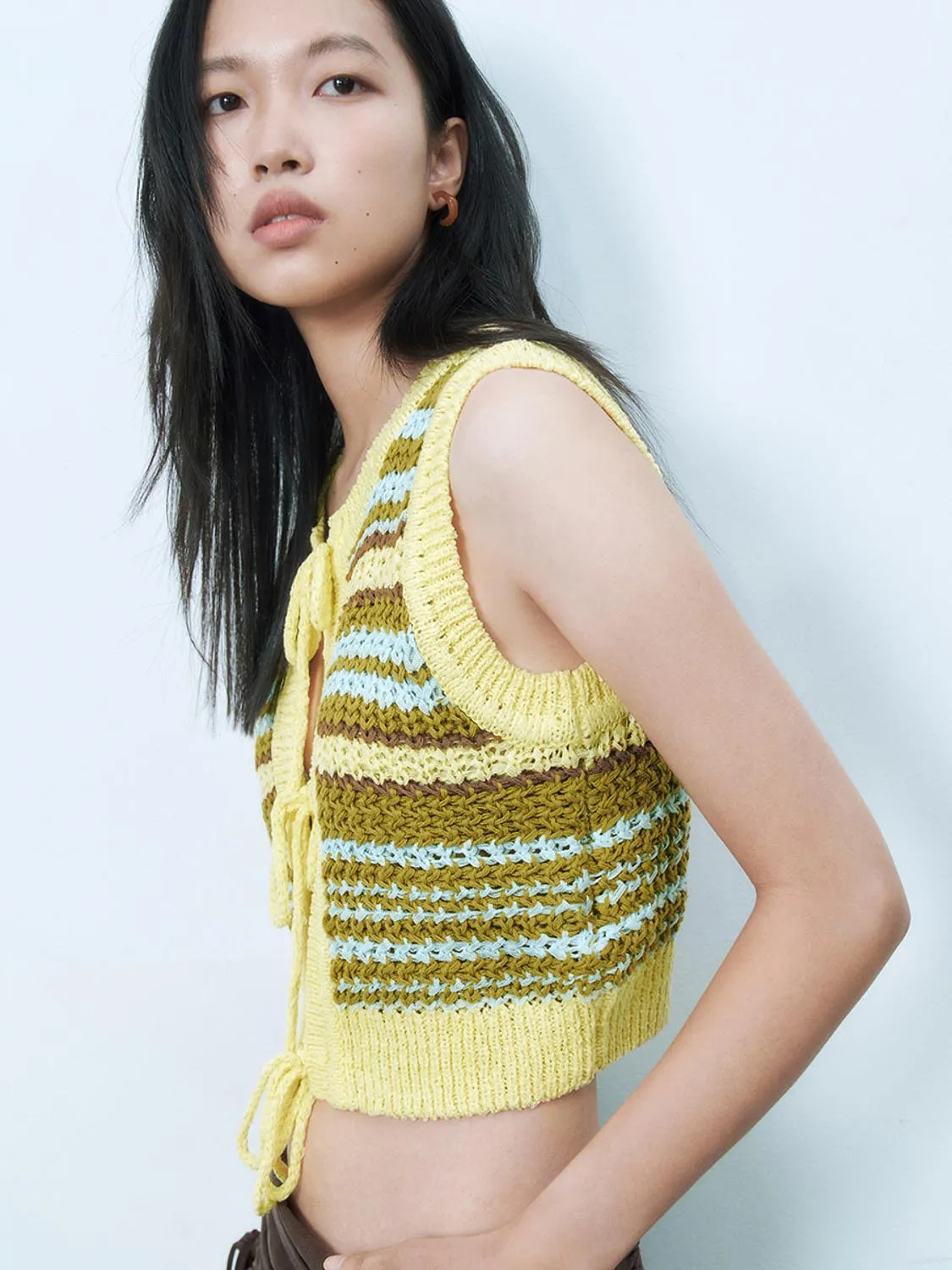 Knitted Lace Up Front Vests