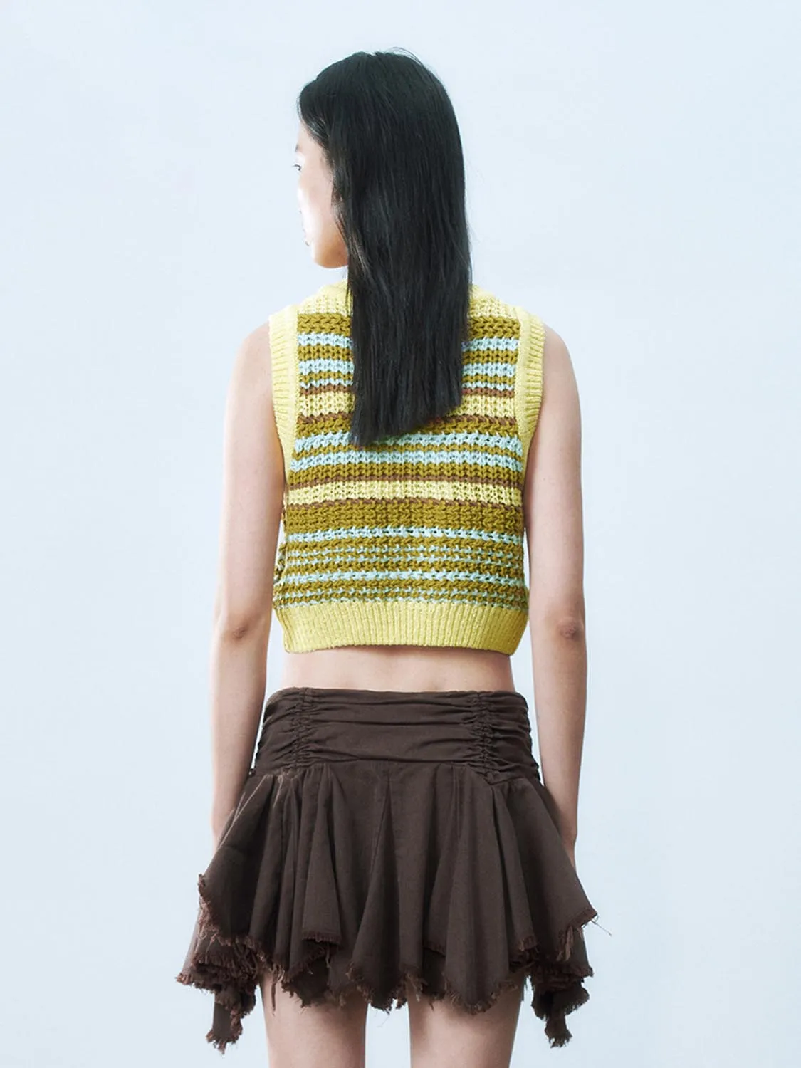 Knitted Lace Up Front Vests