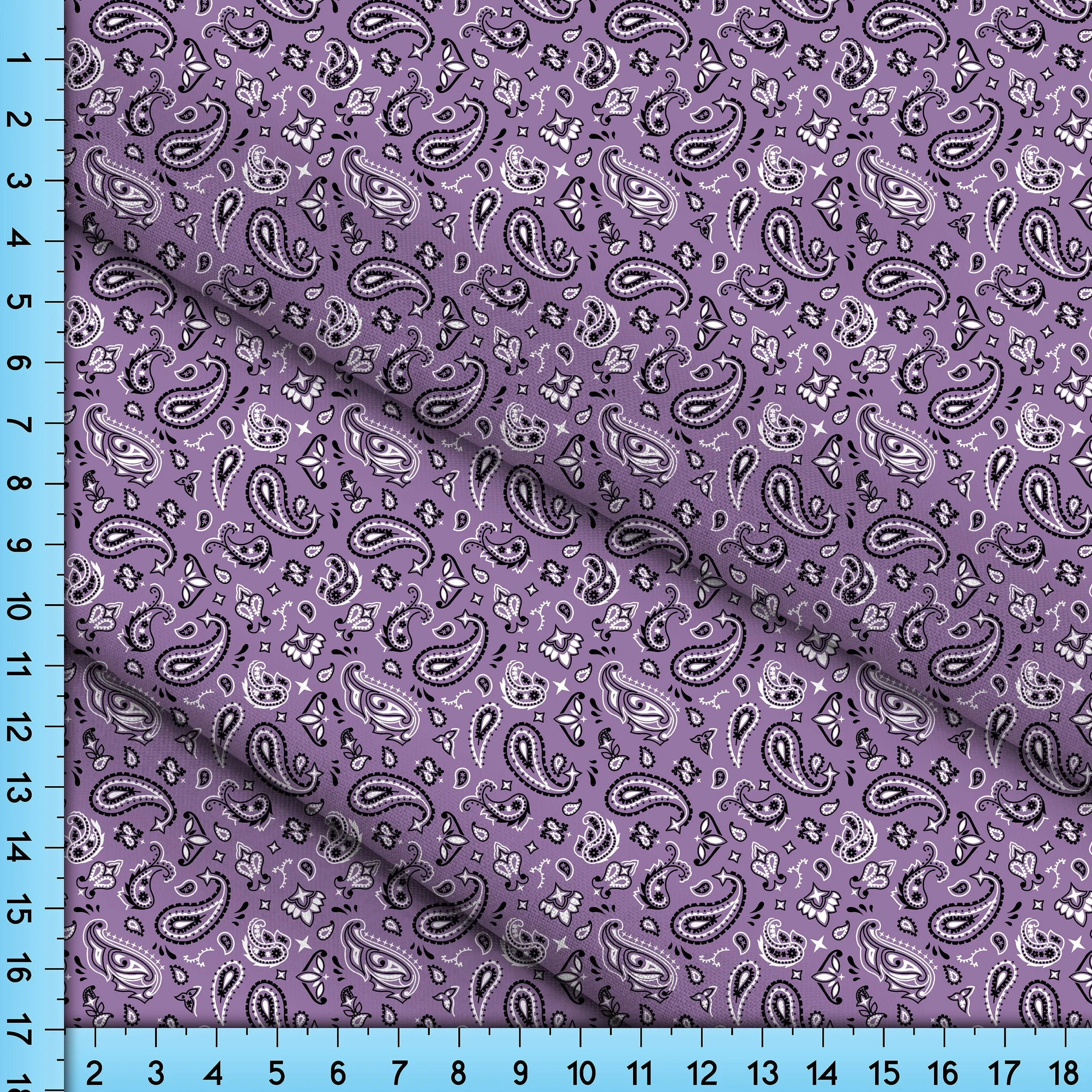 Lavender Paisley Bandana Fabric, Pastel Dusky Purple Printed Cloth By the Yard