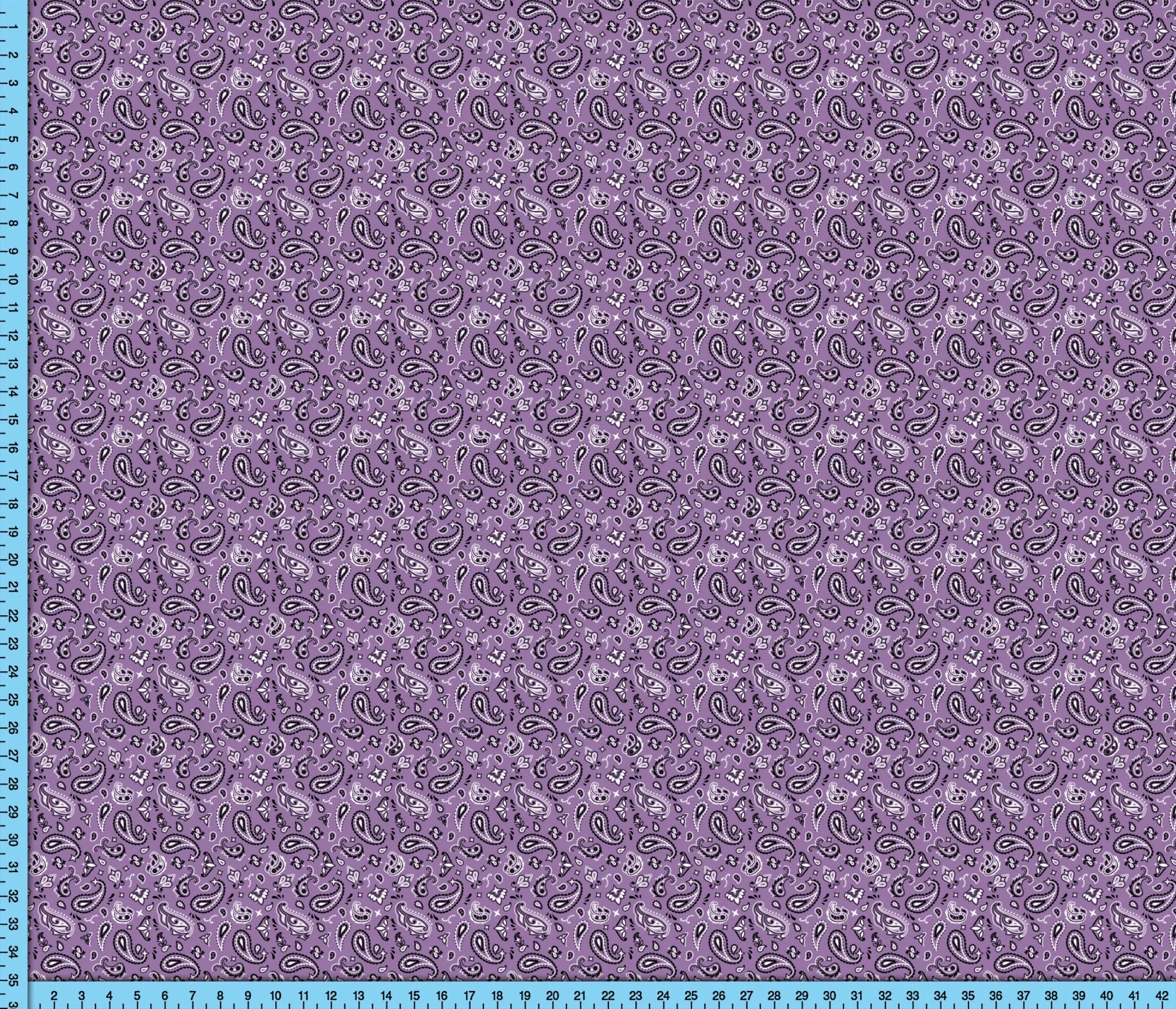 Lavender Paisley Bandana Fabric, Pastel Dusky Purple Printed Cloth By the Yard