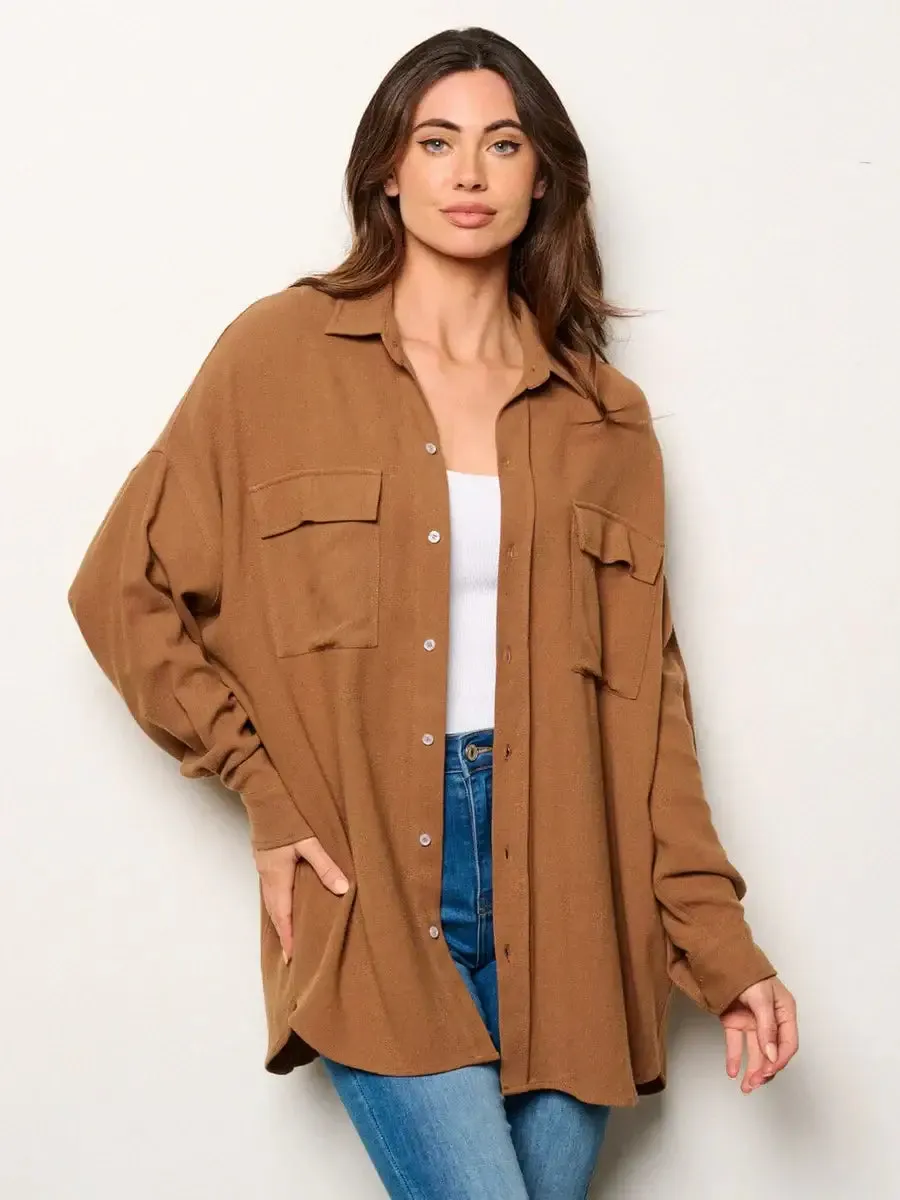 LONG SLEEVE BUTTON UP OVERSIZED SHIRT