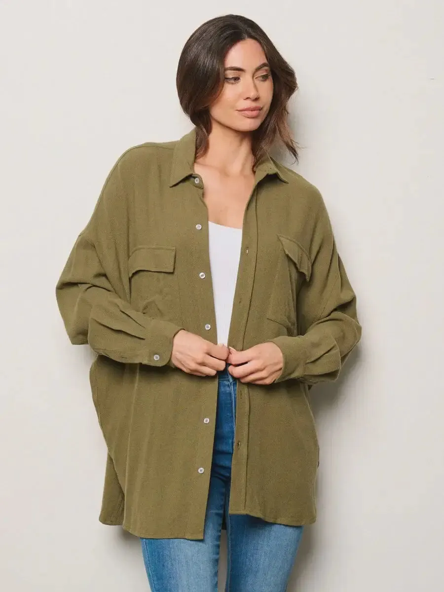 LONG SLEEVE BUTTON UP OVERSIZED SHIRT