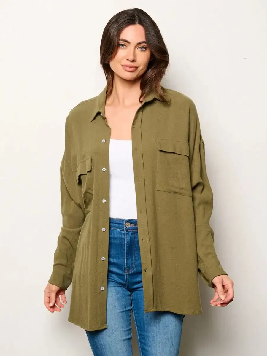 LONG SLEEVE BUTTON UP OVERSIZED SHIRT