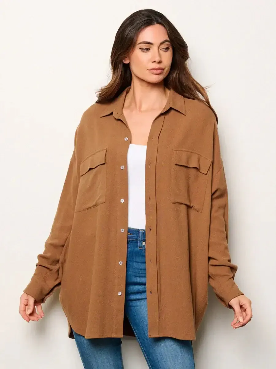 LONG SLEEVE BUTTON UP OVERSIZED SHIRT