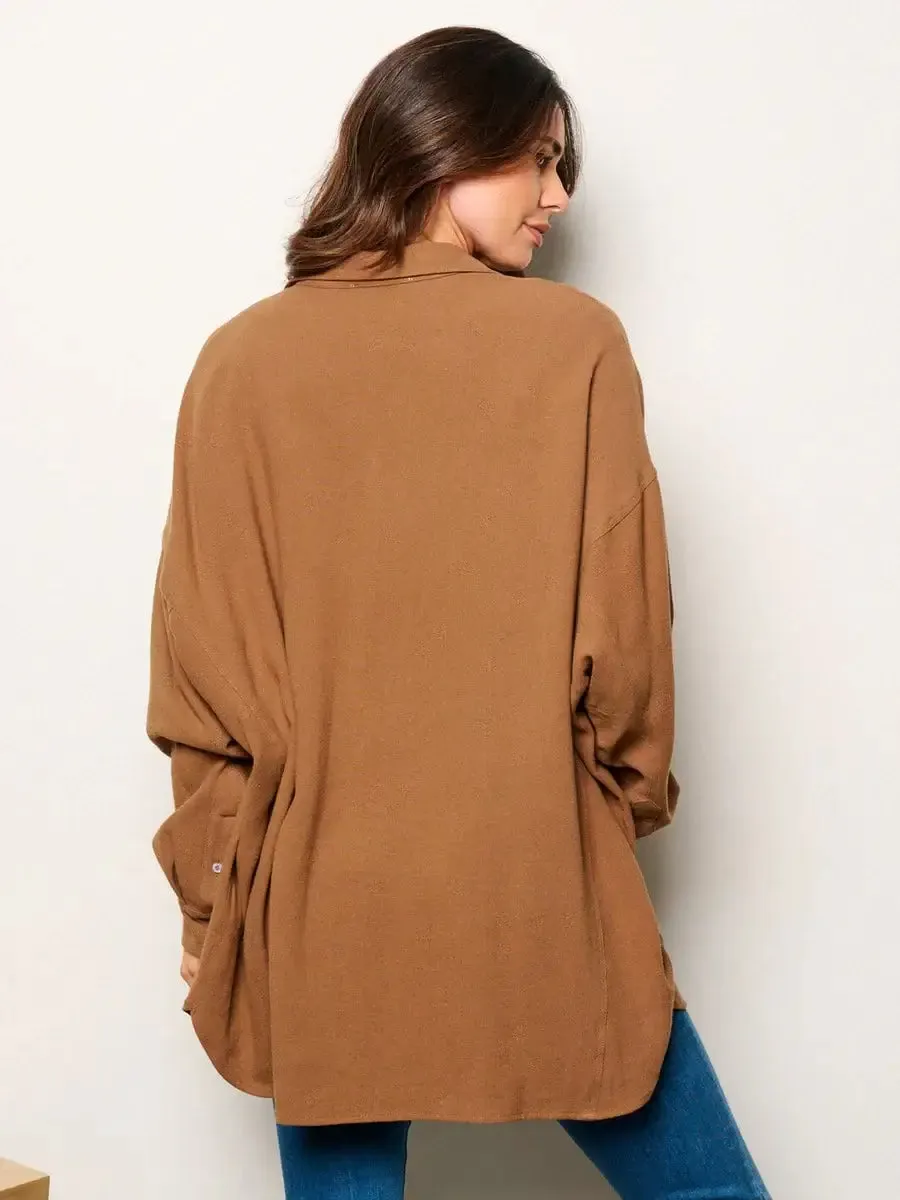 LONG SLEEVE BUTTON UP OVERSIZED SHIRT