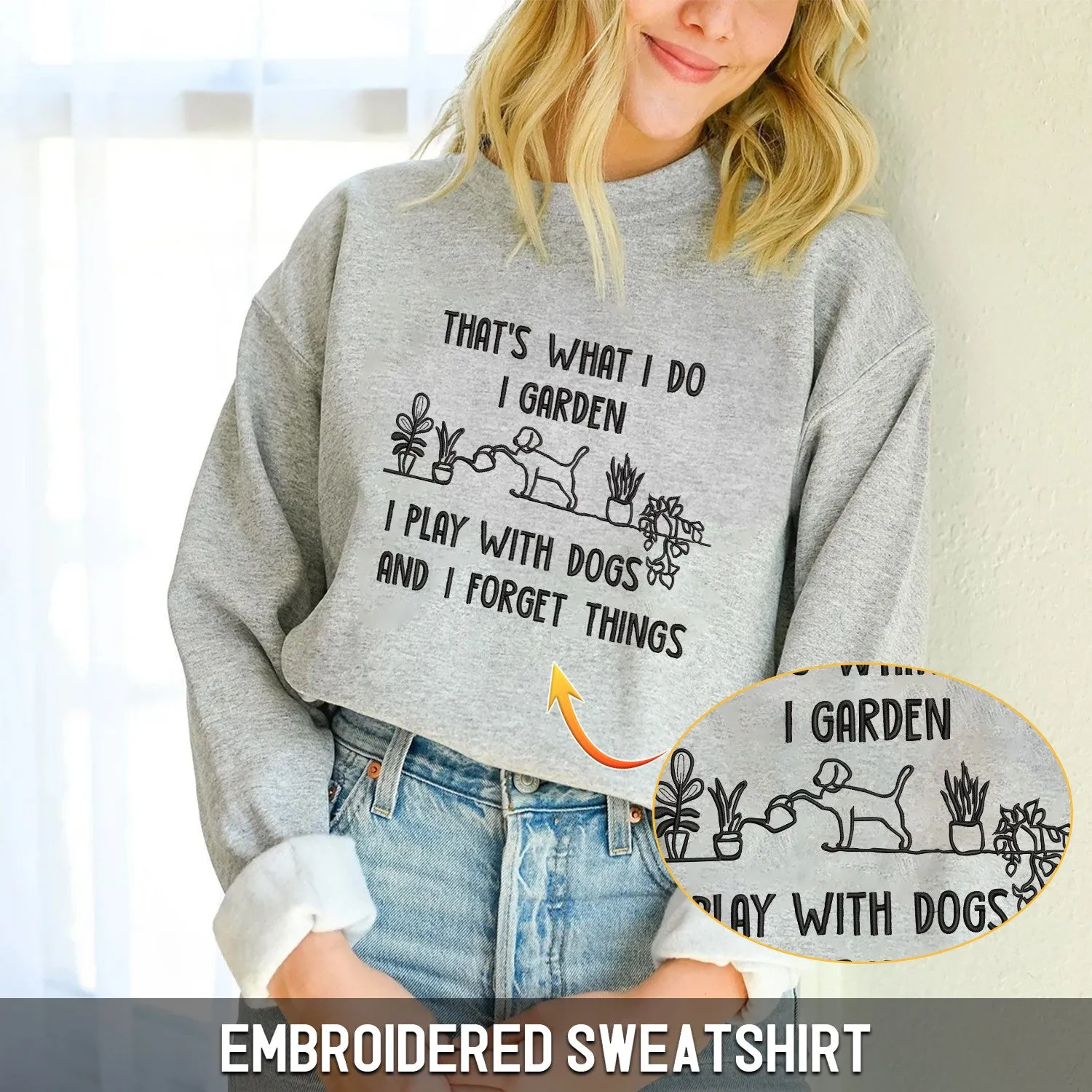 Love Dog And Garden Embroidered Sweatshirt
