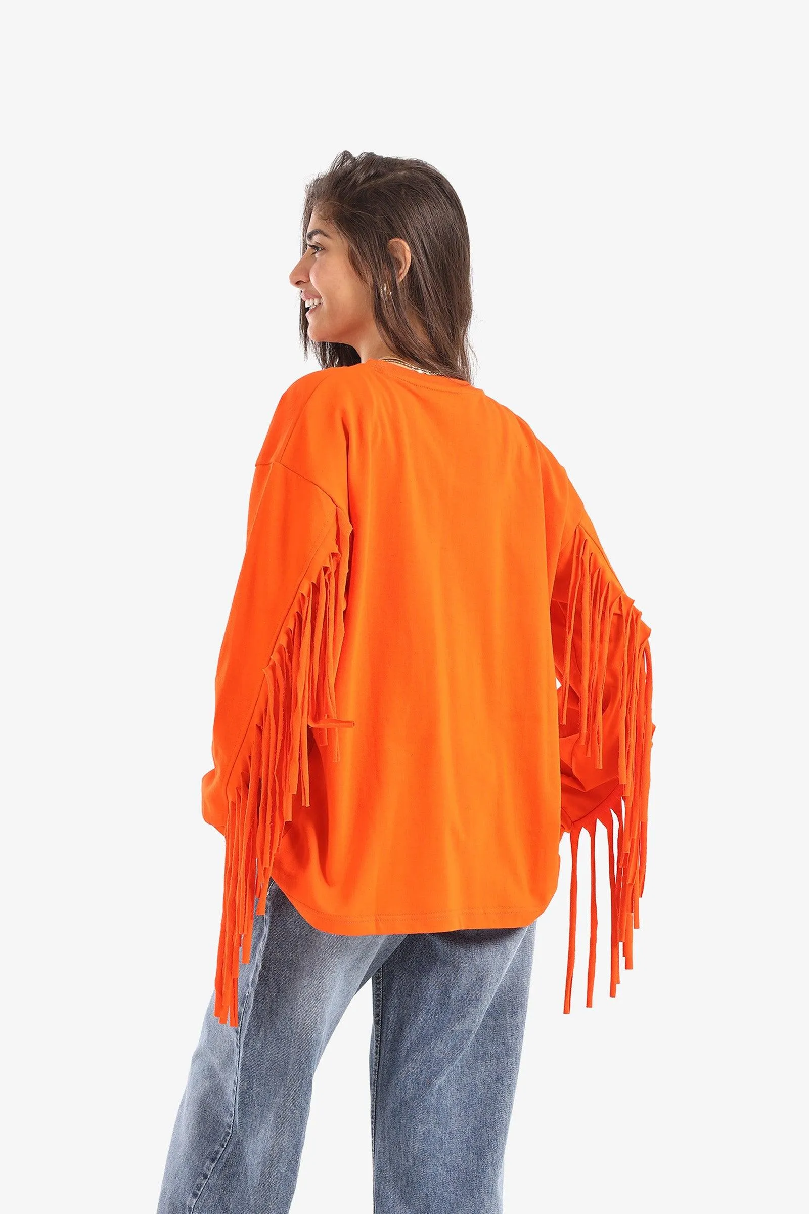 Melton Sweatshirt with Fringes