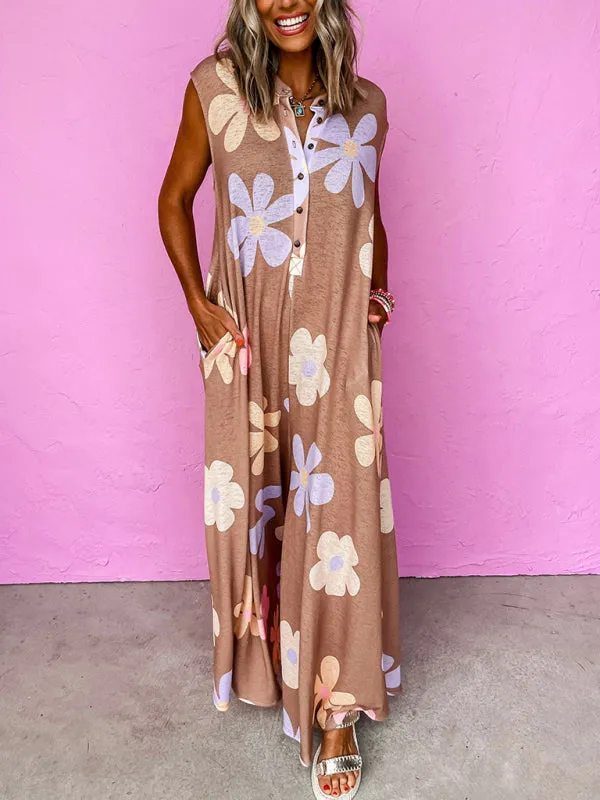 Oversized Floral Print Wide Leg Jumpsuit