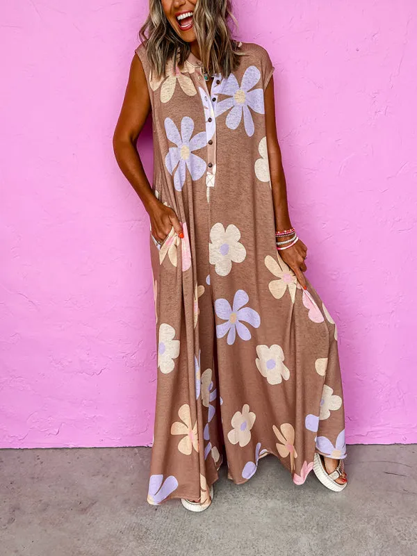 Oversized Floral Print Wide Leg Jumpsuit