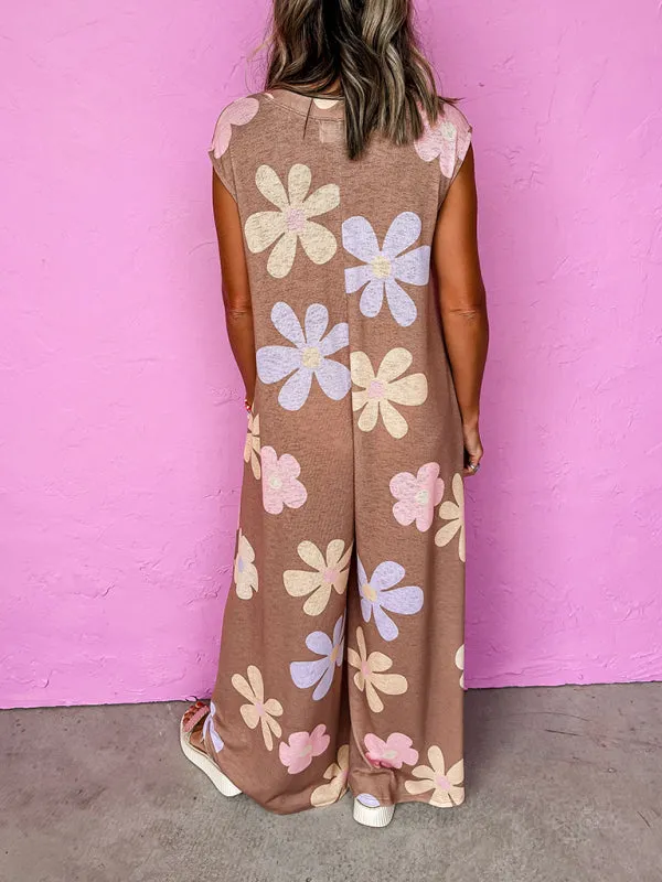Oversized Floral Print Wide Leg Jumpsuit