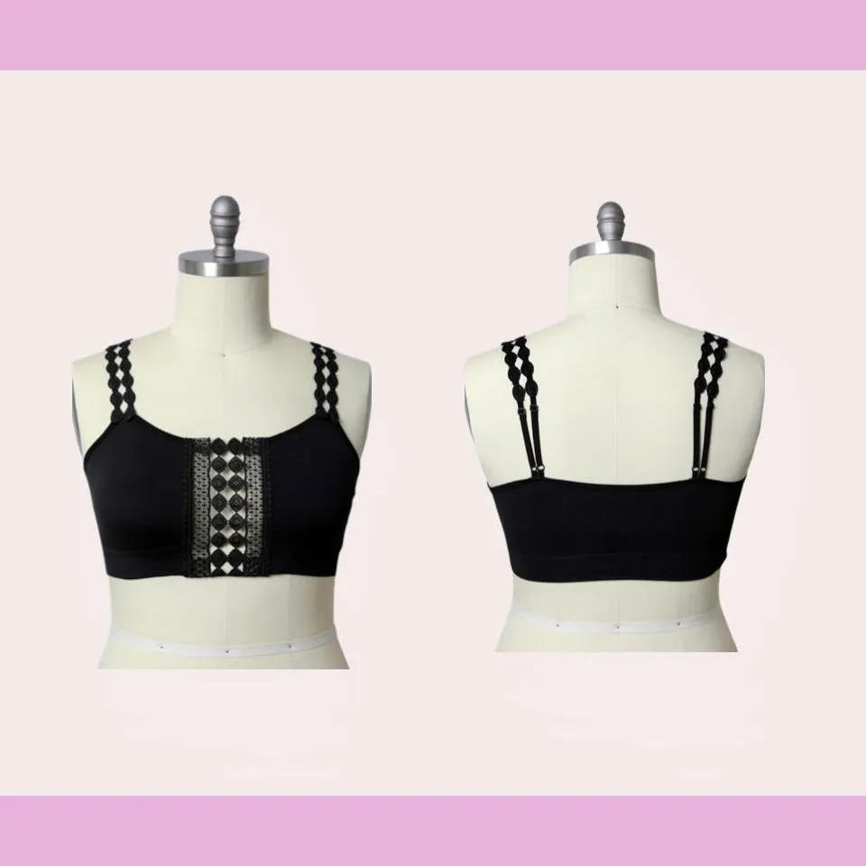 Plus black boho lace bralette