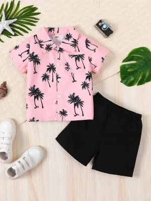 Polo shirt business casual| Boy's Casual Plant Printed Polo Shirt