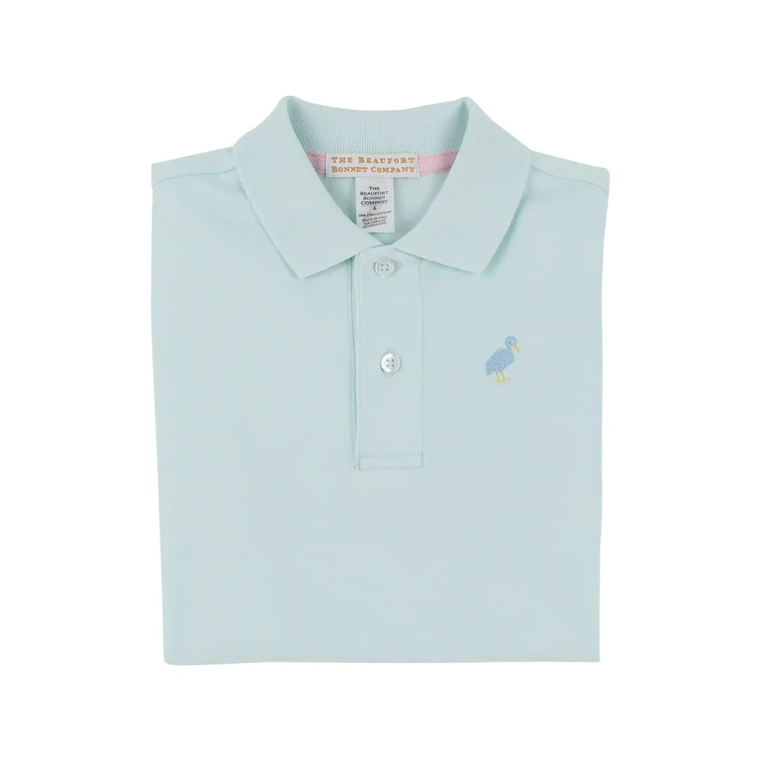 Prim & Proper Polo & Onesie, Sea Island Seafoam with Beale Street Blue Multicolor Stork