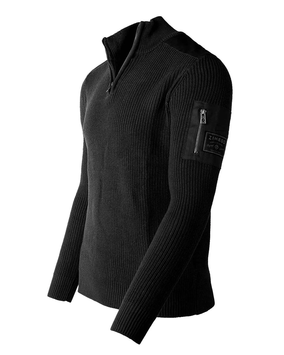 SWT31 ZIMEGO Mens Quarter Zip Up Mock Turtle Neck Sweater