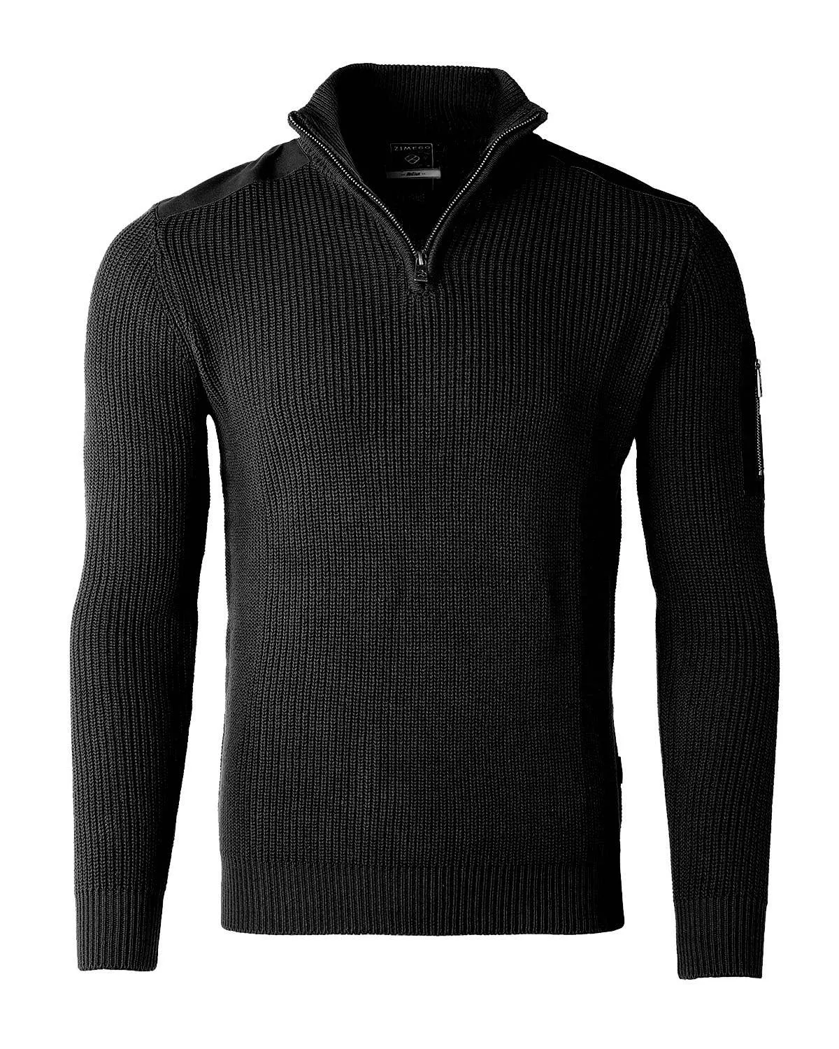 SWT31 ZIMEGO Mens Quarter Zip Up Mock Turtle Neck Sweater