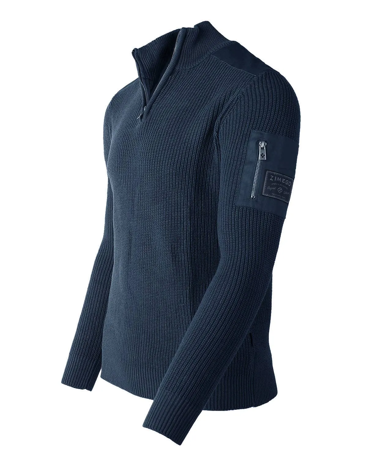 SWT31 ZIMEGO Mens Quarter Zip Up Mock Turtle Neck Sweater